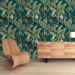 Load image into Gallery viewer, Mid-century modern chinoiserie botanical peel and stick wallpaper