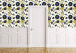 Load image into Gallery viewer, Victorian blue and gold floral peel and stick wallpaper