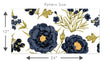 Load image into Gallery viewer, Victorian blue and gold floral peel and stick wallpaper