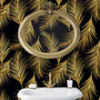 Load image into Gallery viewer, Gold and black Art Deco feather peel and stick wallpaper
