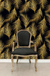 Load image into Gallery viewer, Gold and black Art Deco feather peel and stick wallpaper