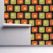 Load image into Gallery viewer, Geometric Mid-Century Modern green and orange peel and stick wallpaper