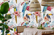 Load image into Gallery viewer, Mid-Century Modern tropical bird and flowers fabric peel and stick wallpaper