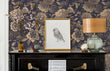Load image into Gallery viewer, Victorian antique dark floral blue and gold peel and stick wallpaper