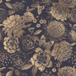 Load image into Gallery viewer, Victorian antique dark floral blue and gold peel and stick wallpaper