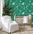 Load image into Gallery viewer, Victorian Chinoiseries bird dark floral fabric blend peel and stick wallpaper