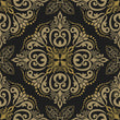 Load image into Gallery viewer, Art Deco Victorian black and gold damask peel and stick wallpaper