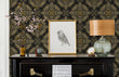 Load image into Gallery viewer, Art Deco Victorian black and gold damask peel and stick wallpaper