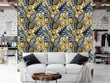 Load image into Gallery viewer, Victorian mid-century-modern floral blue and gold peel and stick wallpaper