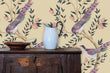 Load image into Gallery viewer, Pink Victorian Chinoiserie bird fabric blend peel and stick wallpaper