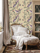 Load image into Gallery viewer, Pink Victorian Chinoiserie bird fabric blend peel and stick wallpaper