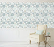 Load image into Gallery viewer, Blue geometric fabric blend peel and stick wallpaper