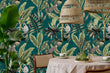 Load image into Gallery viewer, Mid-century modern chinoiserie botanical peel and stick wallpaper