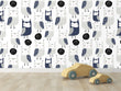 Load image into Gallery viewer, Kid's blue woodlands owl peel and stick wallpaper