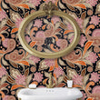 Load image into Gallery viewer, Victorian Chinoiserie dark floral pink peel and stick wallpaper