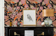 Load image into Gallery viewer, Victorian Chinoiserie dark floral pink peel and stick wallpaper