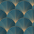 Load image into Gallery viewer, Art Deco Art Nouveau blue and gold peel and stick wallpaper