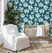 Load image into Gallery viewer, Blue dark floral peel and stick wallpaper