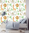 Load image into Gallery viewer, Zoo safari animals boy nursery peel and stick wallpaper