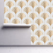 Load image into Gallery viewer, Gold Art Deco fabric peel and stick wallpaper