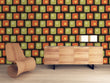Load image into Gallery viewer, Geometric Mid-Century Modern green and orange peel and stick wallpaper