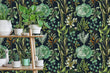 Load image into Gallery viewer, Tropical botanical dark fabric peel and stick wallpaper