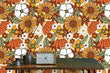 Load image into Gallery viewer, Mid-century modern vintage floral orange peel and stick wallpaper