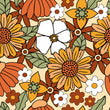Load image into Gallery viewer, Mid-century modern vintage floral orange peel and stick wallpaper