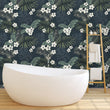 Load image into Gallery viewer, Vintage Mid-century Modern floral palm tropical peel and stick wallpaper