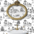 Load image into Gallery viewer, Antique Victorian English scene peel and stick wallpaper