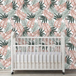 Load image into Gallery viewer, Tropical palm leaves pastel Mid-century modern peel and stick wallpaper