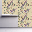 Load image into Gallery viewer, Pink Victorian Chinoiserie bird fabric blend peel and stick wallpaper