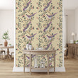 Load image into Gallery viewer, Pink Victorian Chinoiserie bird fabric blend peel and stick wallpaper