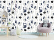 Load image into Gallery viewer, Kid's blue woodlands owl peel and stick wallpaper