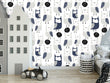 Load image into Gallery viewer, Kid's blue woodlands owl peel and stick wallpaper