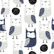 Load image into Gallery viewer, Kid's blue woodlands owl peel and stick wallpaper