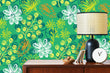 Load image into Gallery viewer, Botanical Wallpaper, Garden Wallpaper, Nursery Wallpaper Girl, Green Wallpaper, Peel and Stick Wallpaper, Fabric Wallpaper