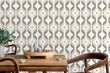 Load image into Gallery viewer, Mid-century modern vintage geometric grey and orange peel and stick wallpaper