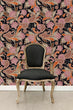 Load image into Gallery viewer, Victorian Chinoiserie dark floral pink peel and stick wallpaper