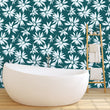 Load image into Gallery viewer, Blue dark floral peel and stick wallpaper