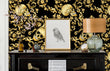 Load image into Gallery viewer, Black Victorian baroque gothic skull peel and stick wallpaper