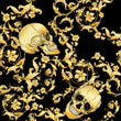 Load image into Gallery viewer, Black Victorian baroque gothic skull peel and stick wallpaper