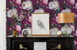 Load image into Gallery viewer, Purple Victorian antique botanical dark floral peel and stick wallpaper