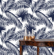 Load image into Gallery viewer, Blue vintage Mid-century modern palm tropical peel and stick wallpaper