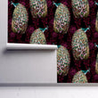 Load image into Gallery viewer, Antique Chinoiserie peacock purple peel and stick wallpaper