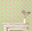Load image into Gallery viewer, Antique vintage pink and green floral peel and stick wallpaper