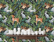 Load image into Gallery viewer, Woodland animals deer and rabbit forest kids fabric peel and stick wallpaper