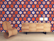 Load image into Gallery viewer, Vintage Mid-century modern blue and orange floral peel and stick wallpaper