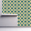 Load image into Gallery viewer, Mid-century modern vintage retro blue geometric peel and stick wallpaper