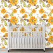 Load image into Gallery viewer, Antique vintage yellow floral botanical peel and stick wallpaper